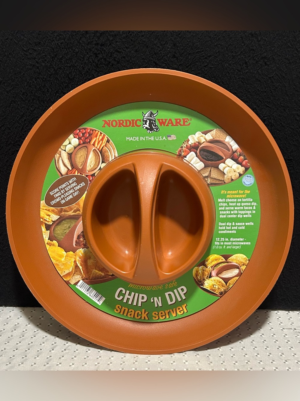 Nordic Ware Microwave Safe Chip Dip Snack Server Bowl Sport Party Tray 12.25"